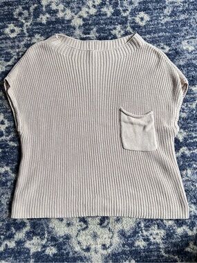 Neuflora Cream Ribbed Short Sleeve Sweater Top